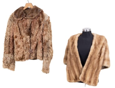 Vintage Fur Cape / Stole+ Faux Fur Coat