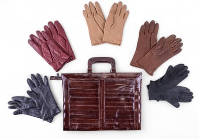 Vintage Eel Skin Briefcase 5 Pr Quality Gloves