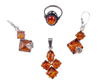 Sterling and Amber Vintage Jewelry