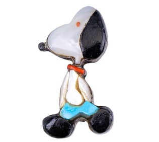 Native American Silver Snoopy Pin