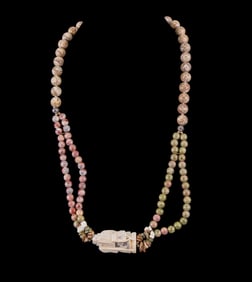 Japanese Carved Nat. Material, Stone Necklace
