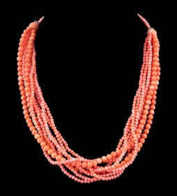 Dyed Coral Pink Bead Necklace