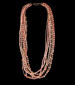 Pink Coral 7 Strand Beaded Necklace