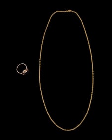 10K Gold Ring, 10K Gold Broken Chain