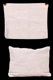 Modern Turkish Pillow Pair (KAI#H18): A pair of modern deign Turkish wool pillows.