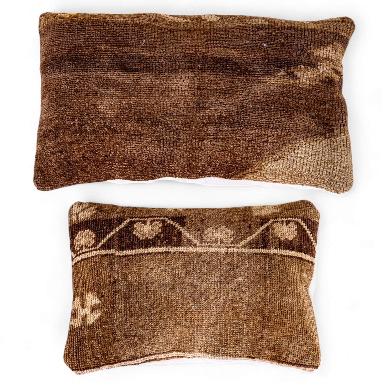 Turkish Oushak Pillow Pair (KAI#H20): A pair of Turkish pillows, note broken zipper on the larger pillow, c. 1930