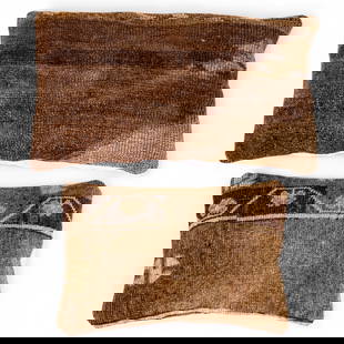 Turkish Oushak Pillow Pair (KAI#H20): A pair of Turkish pillows, note broken zipper on the larger pillow, c. 1930