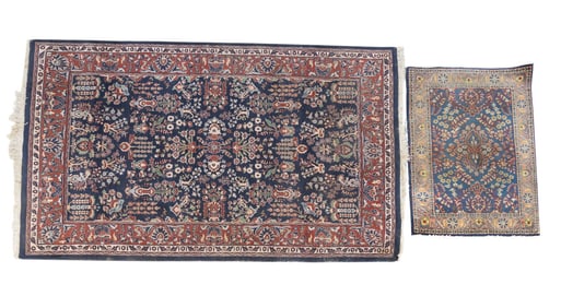 Persian Rug and Mat, Blue Fields