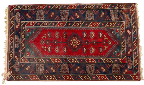 Kazak Rug Red and Dark Blue ~4'x6.5'