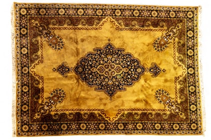 Vintage Yellow Floral Rug ~8'x11'
