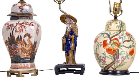 Figural Asian Painted Lamp, Asian Style Lamps (3)