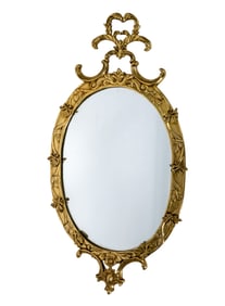 A281 / 105 - Vintage Ornate Oval Brass Wall Mirror