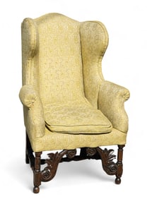 ~17th C European Carved Wing Back Arm Chair