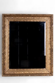 Antique Carved Giltwood Beveled Large Mirror