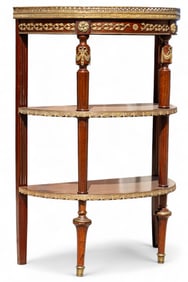 Antique French Ormolu + Inset Marble 3 Tier Table
