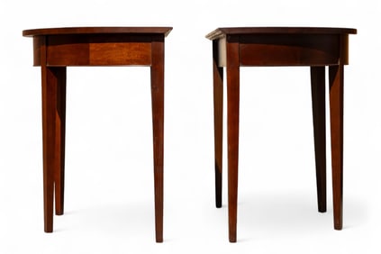 Dark Wood Demilune Tables (2)