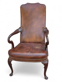 Leather High Back Armchair
