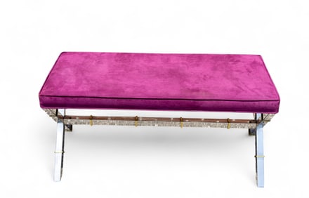 Modern Chrome and Micro Suede Bench