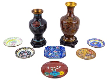 Chinese Cloisonne, Vases, Mini-Plates