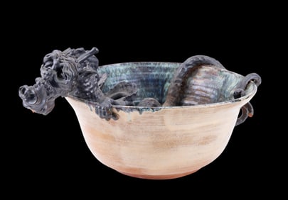 Drip Glaze Ceramic Dragon Bowl