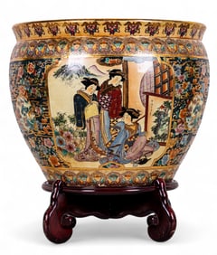 Monumental Koi Fish Bowl Planter with Stand
