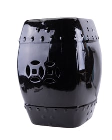 Chinese Black Porcelain Garden Stool