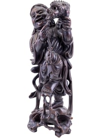 Chinese Carved Hardwood Immortal Liu Haichan