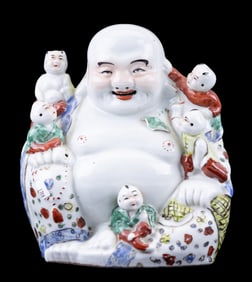 Vintage Porcelain Hotei Laughing Buddha Figurine