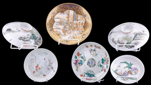 Famille Rose and Satsuma Plates