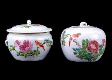 19/20th C Famille Rose Jars (2)