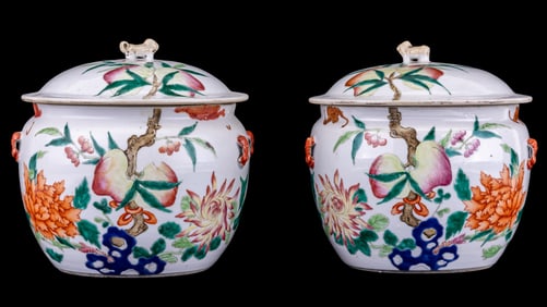 Vintage Famille Rose Peach Pots (2)