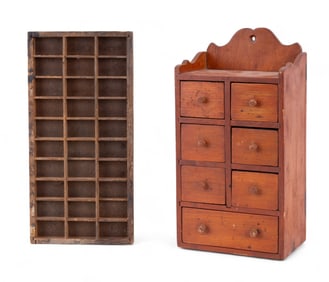 Antique Wood Apothecary & Letterpress Drawer