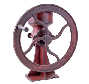 Antique Cast Iron Painted Coffee Mill Size 1.5