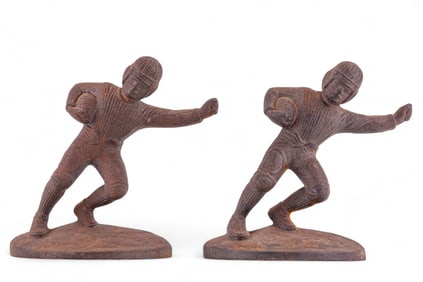 Vintage Iron Football Player Doorstops (2 Pc)