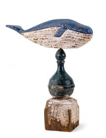 Antique Carved, Painted Whale Cupula Topper