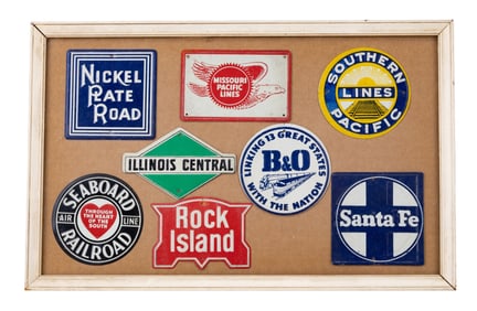 Eight Vintage Metal Railroad Placards