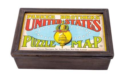 Vintage Parker Bros. US Map Puzzle & Box