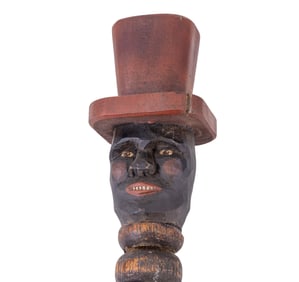 Early Folk Art Black Americana Figural Cane