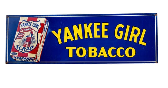 Vintage Yankee Girl Tobacco, Painted Tin Advert.