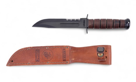USMC Ka-Bar US Marines Fighting Knife w/ Sheath