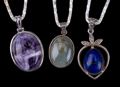 Natural Stone Pendants, Earrings, and Rings