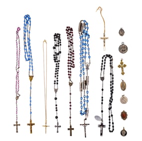 Vintage Religious Symbols, Rosaries, Medallions, +