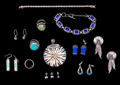 Sterling Blue Enamel, Turquoise, more Jewelry