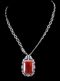 Victorian Sterling Silver Cabochon Necklace