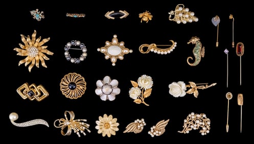 Crown Trifari Set, Coro, Monet Pins & Brooches