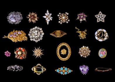 Mid Century Rhinestone Brooches