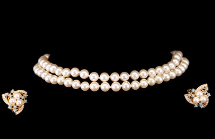 Richleau Designer Pearl Necklace and Earring Set