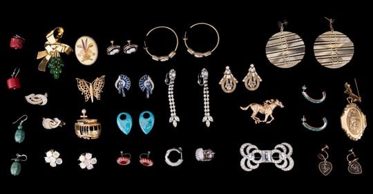 Vintage Designer Earrings and Brooches