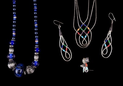 Vintage Navajo Sterling, Sterling Glass, more