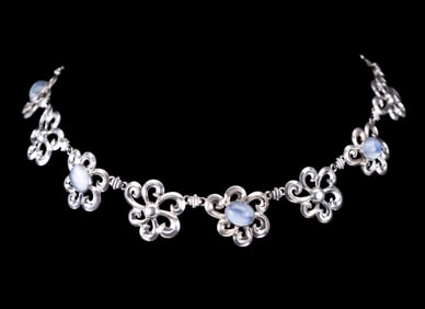 Vintage Sterling WRE Moonstone Necklace